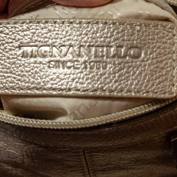 Women's Small Crossbody Bag With Organizer Metallic Gold TIGNANELLO Purse - Picture 10 of 11